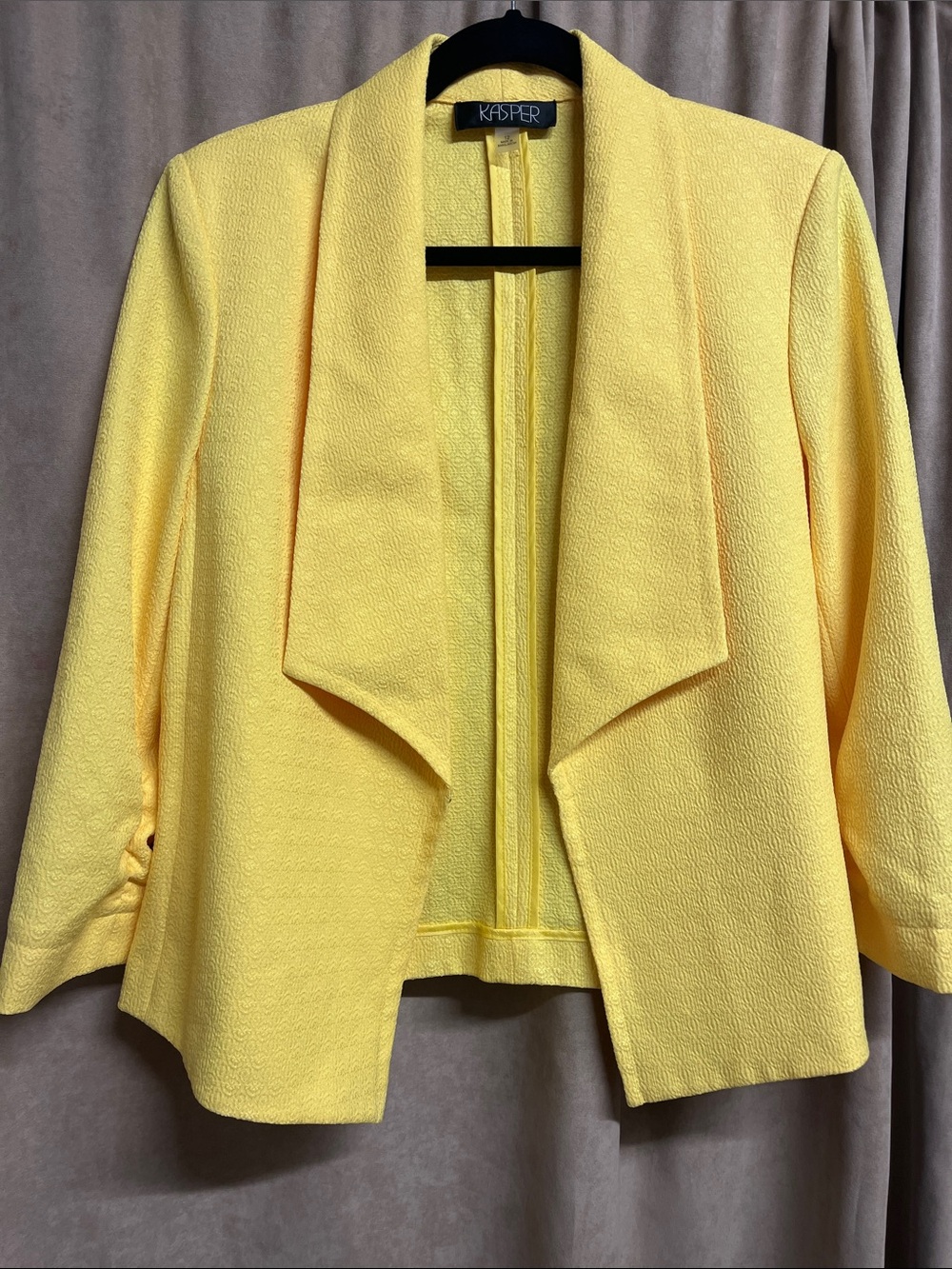 Kasper Yellow Draped Open-Front Blazer